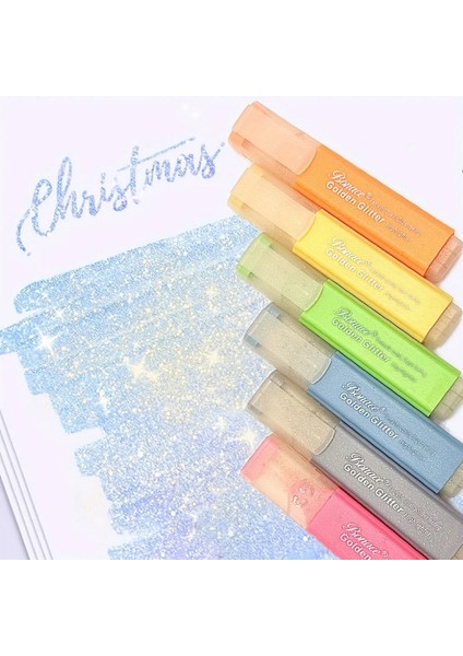 6pcs Parıldayan Parıltılı Vurgulayıcı Işaretleyici Kalemler, Pastel Vurgulayıcı Işaretleyici Kalemler Esnek Bulutsu Rengi (Yurt Dışından)