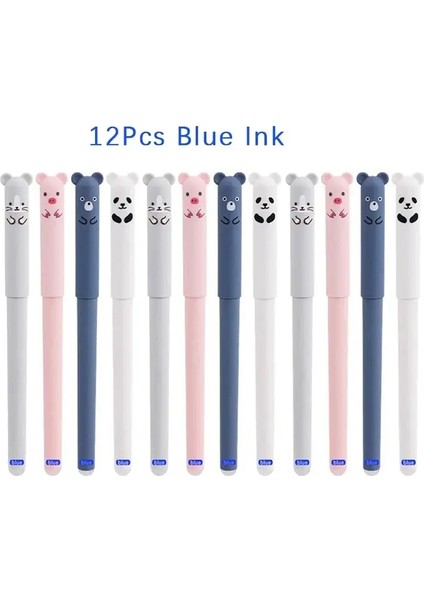 12PCS Hayvanlar Panda Silinebilir Jel Kalem 0.5mm Mavi Siyah Silinebilir Kalem Doldurma Çubukları Yıkanabilir Kollu Okul Malzemeleri Kırtasiye 2025 Color: 12PCS Mavi Mürekkep (Yurt Dışından)