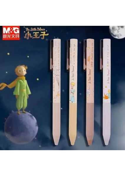0.5 mm J0803 Sabah Işık Küçük Prens Retro Renk Pres Nötr Kalem Öğrenci Su Kalemi Siyah Karbon Kalem Sevimli Kırtasiye Çengel: 4 Parça/mürekkep Renk: 0.5mm (Yurt Dışından)