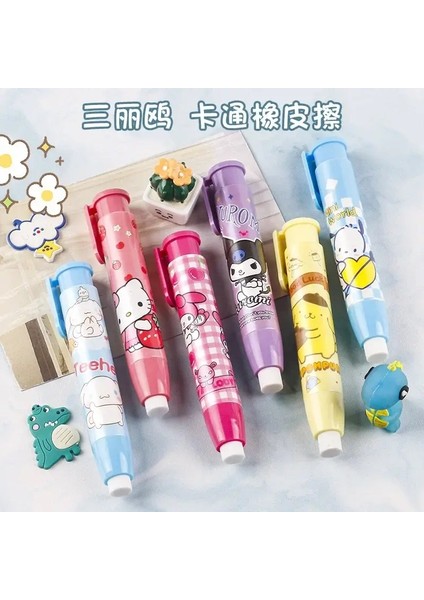 Yeni Sanrio Press I 12/24 Pcs Öğrenciler Kawaii Kırtasiye Sevimli Otomatik Silgi Temiz Kauçuk Çocuklar Doğum Günü Hediyesi Color: Sanrio 12PCS Silgi (Yurt Dışından)