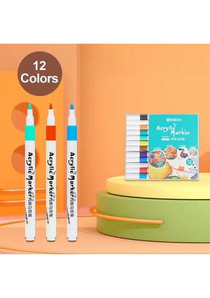 12/60 Renkler Kaya Boyama Ekstra Fırça Uç Boya Işaretleri Sanat Malzemeleri Kumaş Boya Kumaş Markaları Kol: 12 Renk (Yurt Dışından)