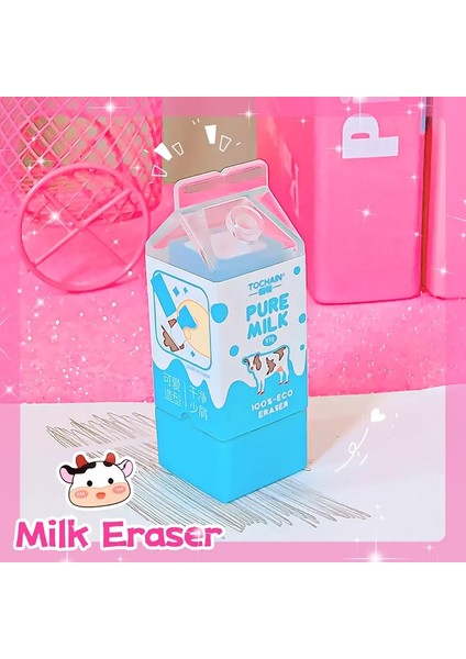 Kawaii Kırtasiye Ürünleri Okul Öğretmeni Hediye Ofis Sınıfları Sınıfları Okula Süt Karton Kauçuk Silgiler Sevimli Şeyler Renk: D (Yurt Dışından)