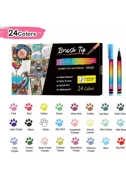 12-48 Molor Yumuşak Kafa Akrilik Marker Kalem Seti Su Geçirmez Bölünmüş Renk Gradyan Kawaii Graffiti Pen Okulu Sarf Malzemeleri Kırtasiye Renk: 24 Renk (Yurt Dışından)