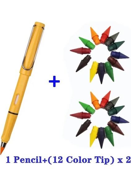 Yeni Teknoloji 12 Renkli Sonsuz Kalem Yok Mürekkep Yok Kawaii Sınırsız Kalem Okulu Çocukları Sanat Eskiz Boya Kırtasiye Renk: Sarı Kalem Seti (Yurt Dışından)