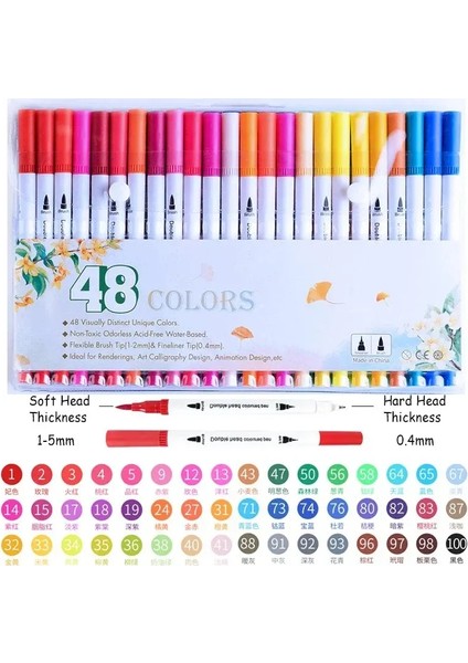 24/48/60/80/100 Renkler Çifte Baş Indirilebilir Renk Işaretleyici Sanatçı Korsan Kırtasiye Okulu Malzemeleri Için Sanat Malzemeleri Renk: 48 Renk (Yurt Dışından)
