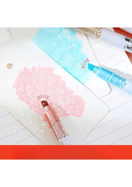 6pcs Glitter Çift Uçlu Vurgular, 12 Canlı Renk, Göz Güvenli Pastel Parıltı Kalemleri Nota ve Artcolor Için: 6pcs (Yurt Dışından)