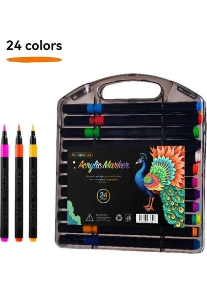 12/24/36/48/60/80 Renkler Akrilik Marker Kalem Seti Su Geçirmez ve Şeffaf Olmayan Kağıt Istiflenebilir Kalemler ve Öğrenciler Için Rolor: 12 Renk (Yurt Dışından)