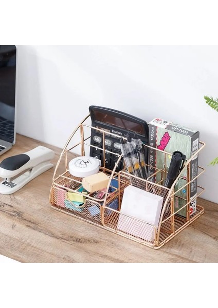 Şık Iskandinav Metal Dosya Rafı: Ofis Için Mükemmel Yaz Organizatörü, Kırtasiye Kozmetikleri! Renk: Gül Altın (Yurt Dışından)