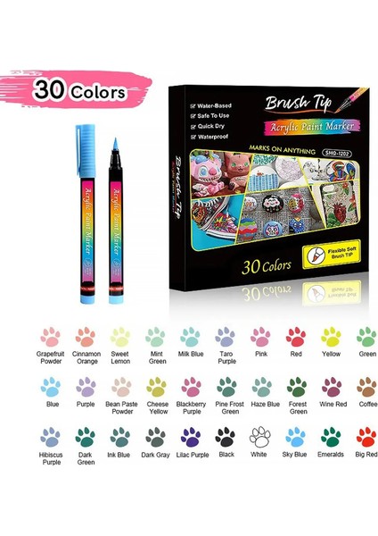 12-48 Molor Yumuşak Kafa Akrilik Marker Kalem Seti Su Geçirmez Bölünmüş Renk Gradyanı Kawaii Graffiti Kalem Okulu Solurs Sıradışı Renk: 30 Renk (Yurt Dışından)