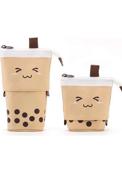 Pu Canvas Pencil Case Kawaii Kırtasiye Kalem Çantası Cetvel Tutucu Pembe Siyah Kedi Yüz Renkli Okul Malzemeleri Hediye Organizatörü Storagecolor: Face Haki (Yurt Dışından)