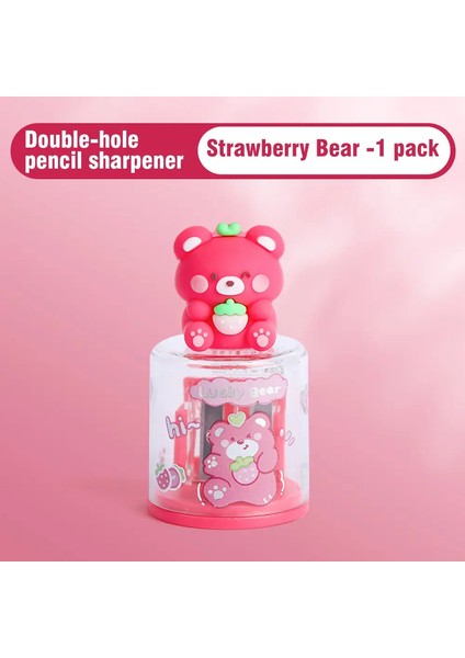 Mini Çok Fonksiyonlu Çift Hole Sevimli Karikatür Taşınabilir Manuel Kalem Kalavatma Hediye Renk: Ayı (Yurt Dışından)