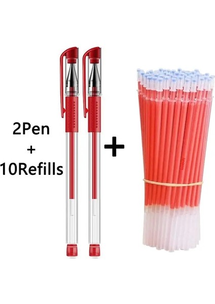 10/12/23/50PCSGEL Kalem Kalem Seti Okul Malzemeleri Mavi Siyah Mürekkep Rengi 0.5mm Tükenmiş Doldurma Seti Öğrenciler Okul Ofis Kırtasiye Renk: KIRMIZI-12PCS/MÜREKKEP Rengi: Mermi Ucu (Yurt Dışından)