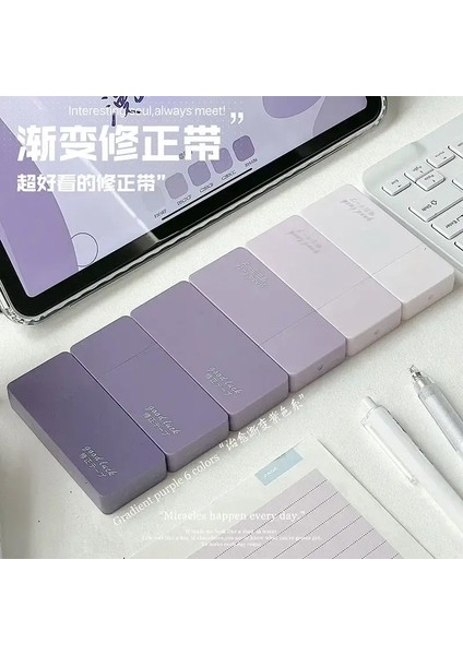 6pcs/set Mavi Renk Serisi Düzeltme Bandı Ins Korean Yaratıcı Gradyan Düz Renk Düzeltme Bant Okul Kırtasiye Öğrenci Renk: Mor (Yurt Dışından)