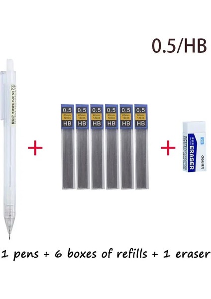 Lot 0.5/0.7mm Etkinlik Kalem Silgi Ilköğretim Okulu Malzemeleri Otomatik Kalem Basit Kalem School Sarf Malzemeleri Kırtasiye Renk: Set C 0.7 (Yurt Dışından)