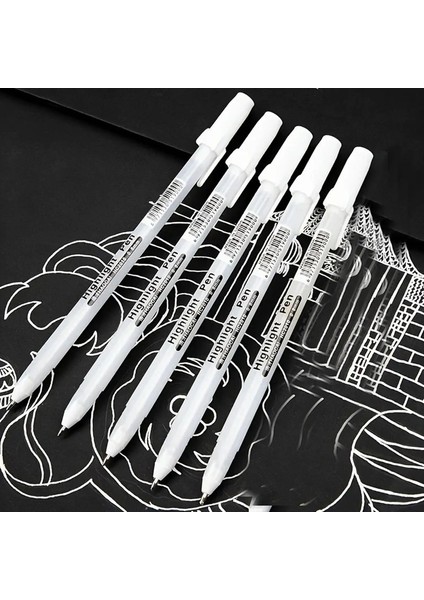 5 Pcs Beyaz Manga Marker Pens Seti 0.8mm Kalıcı Mürekkep Scrapbook Lastik Kalem Su Geçirmez Okul Malzemeleri Kırtasiye Sanat Fırçası Pencolor: 5 Pcs (Yurt Dışından)