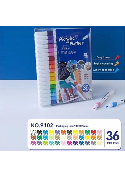 12/24/36/48/60 Renkli Su Tabanlı Akrilik Marker Kalem Art Dıy Üretim, Boyama ve Graffiti Okul Öğrenci Kırtasiye Malzemeleri Renk: 36 Renk (Yurt Dışından)