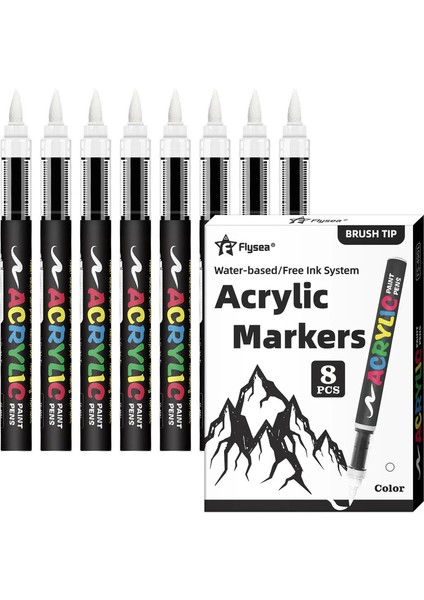 8pcs Siyah Beyaz Akrilik Boya Işaretleri Seti, Büyük Mürekkep Kapasitesi, Illüstrasyon Çizimi Için Akrilik Işaretler, Ahşap, Cam, Fab Renk: 8 Beyaz (Yurt Dışından)
