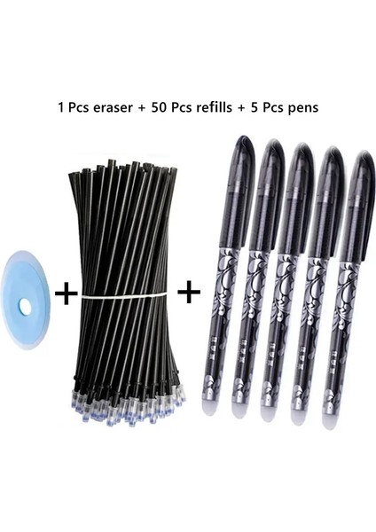 56PCS/SET Silinebilir Jel Kalem Doldurma Çubuk 0.5mm Yıkanabilir Sap Okul Kalemi Için Sihirli Silinebilir Kalem Kawaii Kırtasiye Renk: Siyah 56 Adet Set/mürekkep Renk: 0.7mm Iğne Ucu (Yurt Dışından)