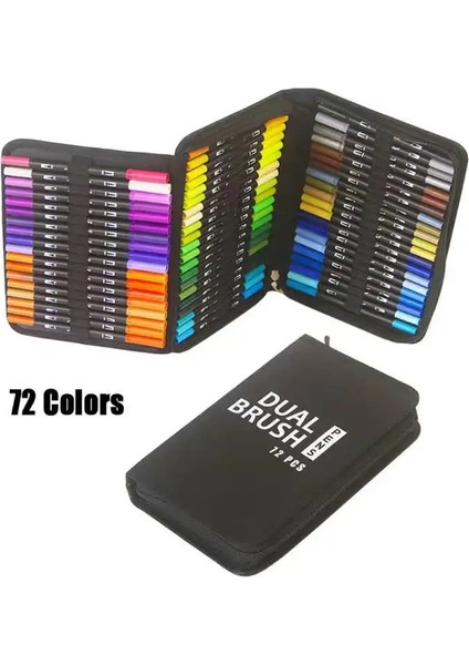 Suluboya Fırça Işaretçisi Kalem 60/120 Renkli Çift Uç Sanat Işaretleri Kendi Kırtasiye Çizim Için Kenar Kalemler Eskiz Kitapları Malzemeler Renk: 72 Renk-Siyah (Yurt Dışından)