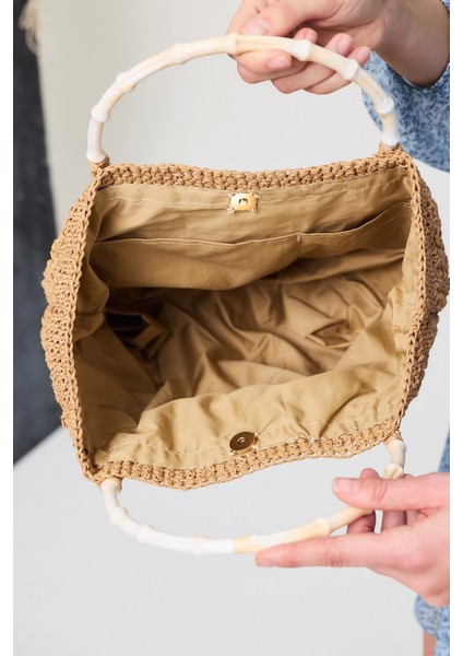 El Yapımı Astarlı Hasır El Çantası modelleri