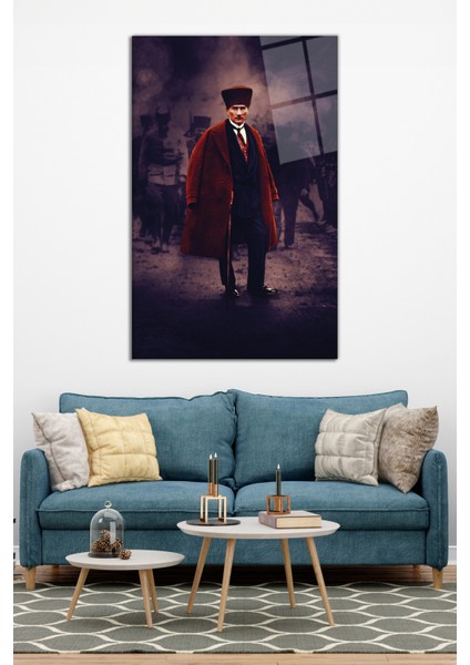 Cephede Renkli Atatürk Cam Tablo, Modern Ev Ofis Dekoru, Hediyelik Duvar Dekorasyonu, Kırılmaz Cam modelleri