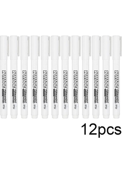 12PCS Beyaz Su Geçirmez Soluklu Olmayan Hızlı Kurutma Boya Kalemi Kalın Kafa 1mm Büyük Yağlı Boya Pencolor: Beyaz (Yurt Dışından)