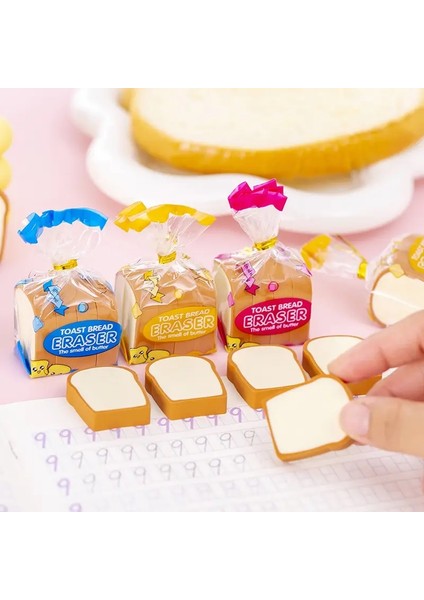 4pcs/lot Sevimli Tost Ekmek Silgisi Okul Kırtasiye Yaratıcı Çocuklar Yazıyor Lastik Kalem Silgisi Komik Okul Malzemeleri Hediye Color: Bir Çanta (Yurt Dışından)