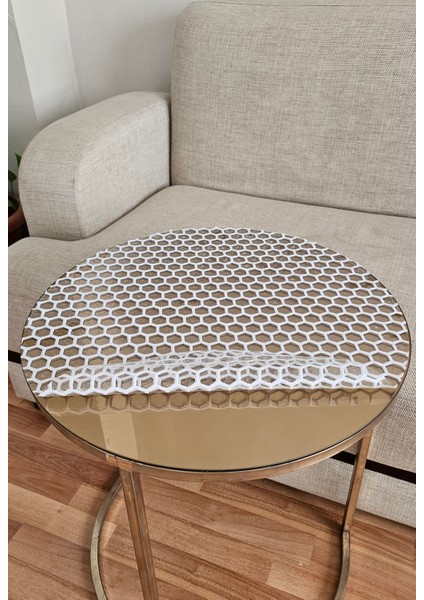 Yuvarlak Krem Pvc Petek Dantel Desenli Sehpa Örtüsü Çeyizlik Şeffaf Dekoratif Masa Örtüsü indirimleri