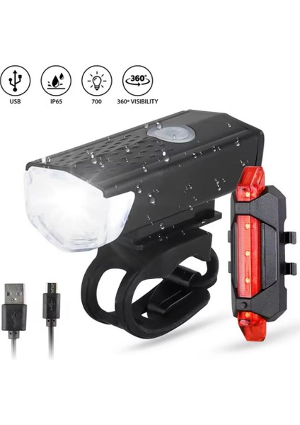 Ön/arka USB Şarjlı Far Seti