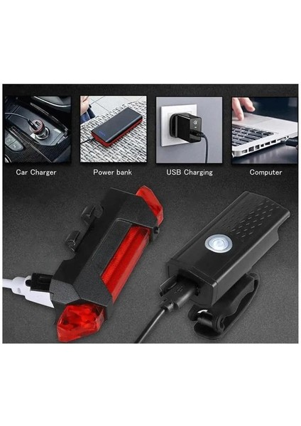 Ön/arka USB Şarjlı Far Seti fırsatları