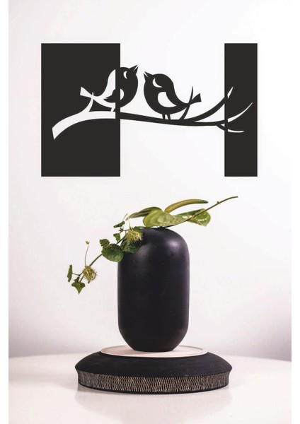 Siyah Ahşap Kuşlar Duvar Dekoru, Şık ve Doğal Dekoratif Tablo