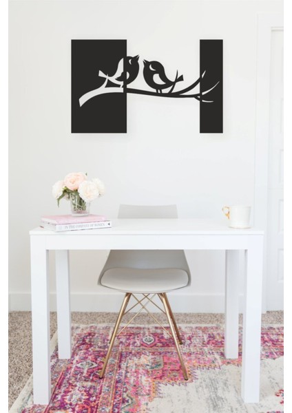 Siyah Ahşap Kuşlar Duvar Dekoru, Şık ve Doğal Dekoratif Tablo modelleri