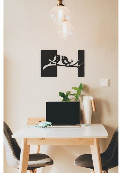 Siyah Ahşap Kuşlar Duvar Dekoru, Şık ve Doğal Dekoratif Tablo indirimleri