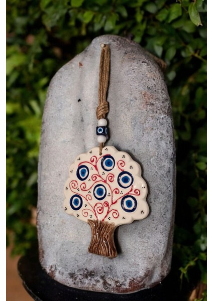 Renkli Seramik Dekoratif Ağaç ve Meyve Desenli Çok Amaçlı Süs Eşyası 17X19 cm