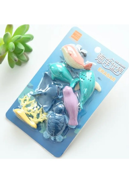 Kawaii Yaratıcı Komik Sevimli Hayvan Silgileri Kalem Kapağı Mini Set Okul Gıda Kauçuk Malzemeleri Çocuk Erkek Kızlar Güzel Kırtasiye Hediyeleri Renk: Deniz Dünyası (Yurt Dışından)