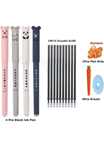 Kawaii Silinebilir Jel Kalem Seti Karikatür Hayvanları Sevimli Kedi Silinebilir Kalem Silinebilir Dolum Çubuğu Yıkanabilir Sap Kalem Kavrama Okul Kırtasiye Renk: 17PCS-CHAP (Yurt Dışından)