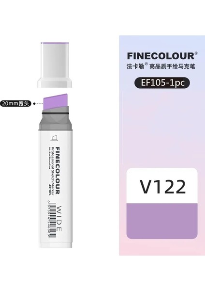 Finecolour 20MM Genişliğinde Işaretler Alkol Hattı Eskiz Sanat Işaretleri Kalem Çizim Okulu Sanat Malzemeleri EF105 Renk: V122 (Yurt Dışından)