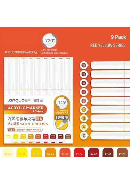 Dosto 240/9 Renkler Doğrudan Sıvı Akrilik Boya Kalemleri Fırça Renk Işaretleyici Kalem Seramik Dıy Sanat Malzemeleri Istasyona Çekim: Açık Renkler (Yurt Dışından)