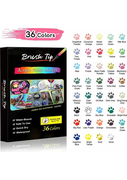 12-48 Molor Yumuşak Kafa Akrilik Marker Kalem Seti Su Geçirmez Renk Gradyanı Kawaii Graffiti Pen Okulu Solurs Sıradışı Renk: 36 Renk (Yurt Dışından)