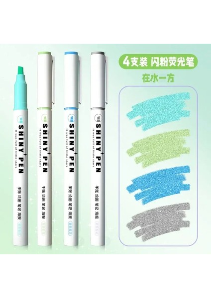 4pcs/set Estetik Yıldız Parıltı Vurgulayıcılar Parlak Scrapbook Doodle Kalemler Not Defteri Vurgu Işaretleyicileri Kalem Kawaii Çocuk Istasyona: 4pcs C (Yurt Dışından)