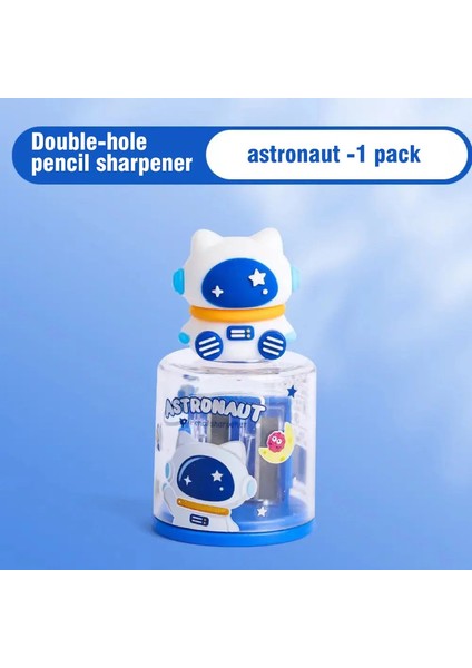 Mini Çok Fonksiyonlu Çift Hole Sevimli Karikatür Taşınabilir Manuel Kalem Kalavatma Hediye Renk: Astronot (Yurt Dışından)