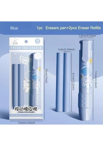 Kalem Tipi Silgi Seti Değiştirilebilir Çekirdek, Sevimli Karikatür Kalem Kalem Silgileri Çocuklar Için, Geri Çekilebilir Silgi Kalem Kauçuk Yumuşak Doldurma Çekirdek Renk: Mavi (Yurt Dışından)