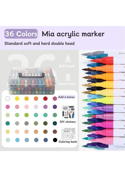 Kawaii Çift Başlı Marker Kalem Seti 24/48 Renk Akrilik Boyama Fırçası Öğrenci Dıy El Boyaması Graffiti Fırça Sanat Kırtasiye Renk: 36 Renk (Yurt Dışından)