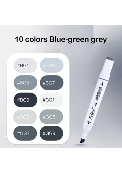 Cilt Tonu Işaretleyici, Cilt Tonları Alkol Bazlı Sanat Işaretleyici Kalem Seti Çift Nokta Fırça ve Profesyonel Sanatçı Için Uygun Geniş Kalem P Renk: Mavi-Yeşil Gre (Yurt Dışından)