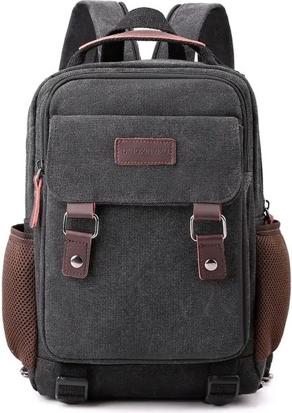 2024 Yeni Tuval Göğüs Çantası Erkek Kadın Çok Fonksiyonlu Omuz Sırt Çantası Mochilas Para Mujer Sac A Dos Garcon Koleji Рюкзак Bolsos Renk: Siyah (Yurt Dışından)