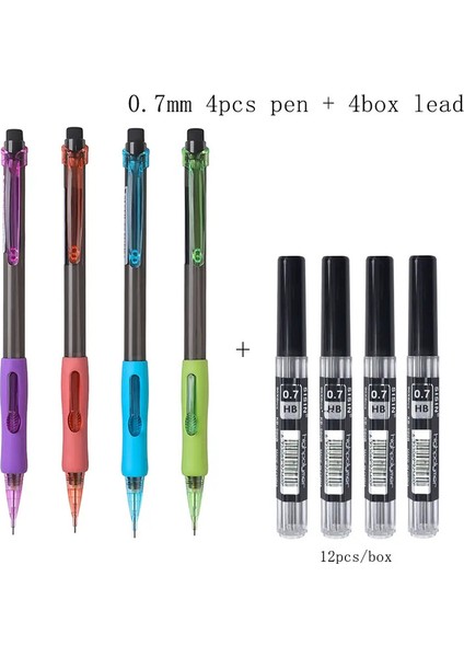 0.5/0.7/0.9mm Mekanik Kalemle Seti Siyah Kurşun Yazma Çizimi Çizim Boyama Kırtasiye Malzemeleri (Yurt Dışından)