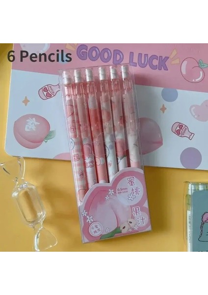 Otomatik Kalem Kutulu Karikatür Etkinlik Kalem Öğrenci Sevimli Yaratıcı Basın Kalem Okul Kırtasiye Silgi ile Hediye Kırış: Yeşil A2 (Yurt Dışından)