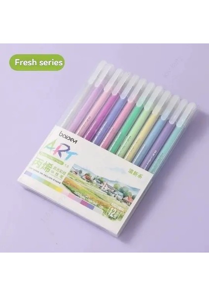 12PCS/SET Akrilik Suluboya Jel Kalem Büyük Kapasiteli Vurgulayıcı Ince Uç 1.0mm Dıy Siyah Kart Stoğu Çizim Işaretleme Karalamalar Renk: Taze Stil (Yurt Dışından)