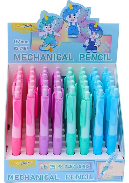 Sevimli Mekanik Kalemler Seti 2b Kalem 0.5/ 0.7/ 2,0 mm Çizim Için Otomatik Kalem Yazma Kahvetme Kawaii Okul Malzemeleri Toplu Renk: 0.7mm 48PCS (Yurt Dışından)