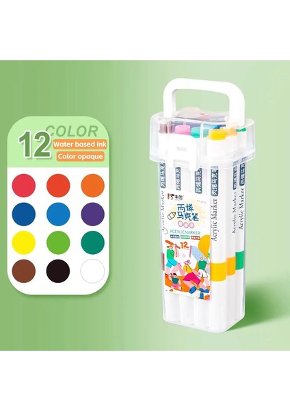 36/48/60 Renk Markeri Kalem Su Geçirmez Tek Kafa Akrilik Kalem Sanat Boyama Grafiti Suluboya Kalem Koreli Kırtasiye Malzemeleri: 24 Renk (Yurt Dışından)